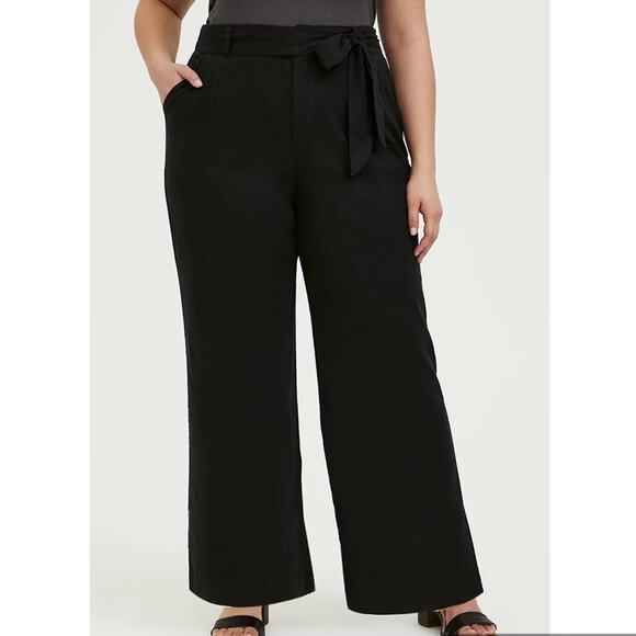 Torrid Linen High Waist Wide Leg Pants Solid Black Size 28 - Picture 9 of 9